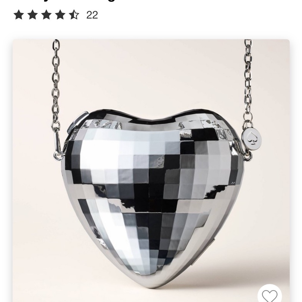NWT Kate Spade x Target Silver Heart-Shaped Disco Ball Crossbody Bag